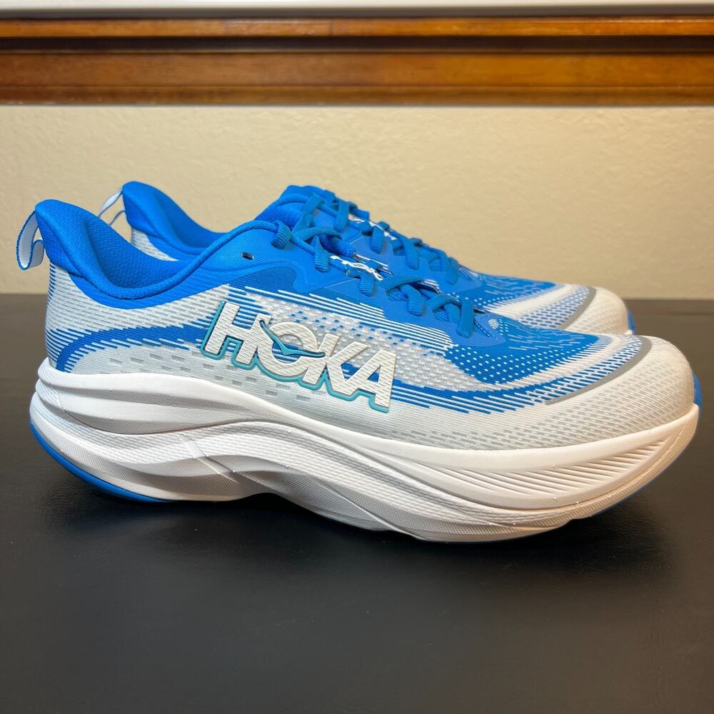 Hoka One One Skyflow Running Shoes Mens 12 D White Blue 1155111-HLF NEW
